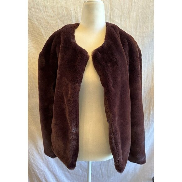 Anthropologie Sanctuary Starry Night Faux Fur Jacket Dark Purple Sz Small Luxury - Picture 5 of 16